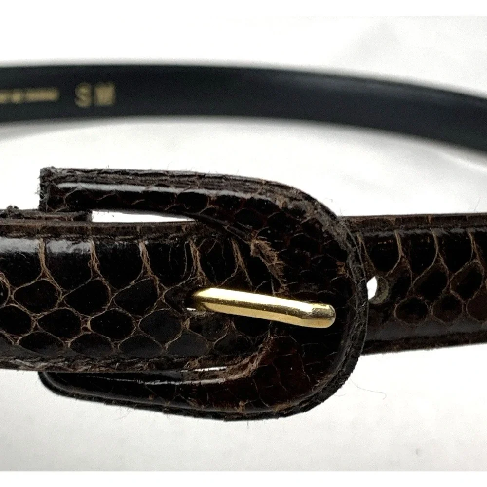 Skaffles‎ Genuine Snakeskin Belt Small Brown Skinny 3/4
